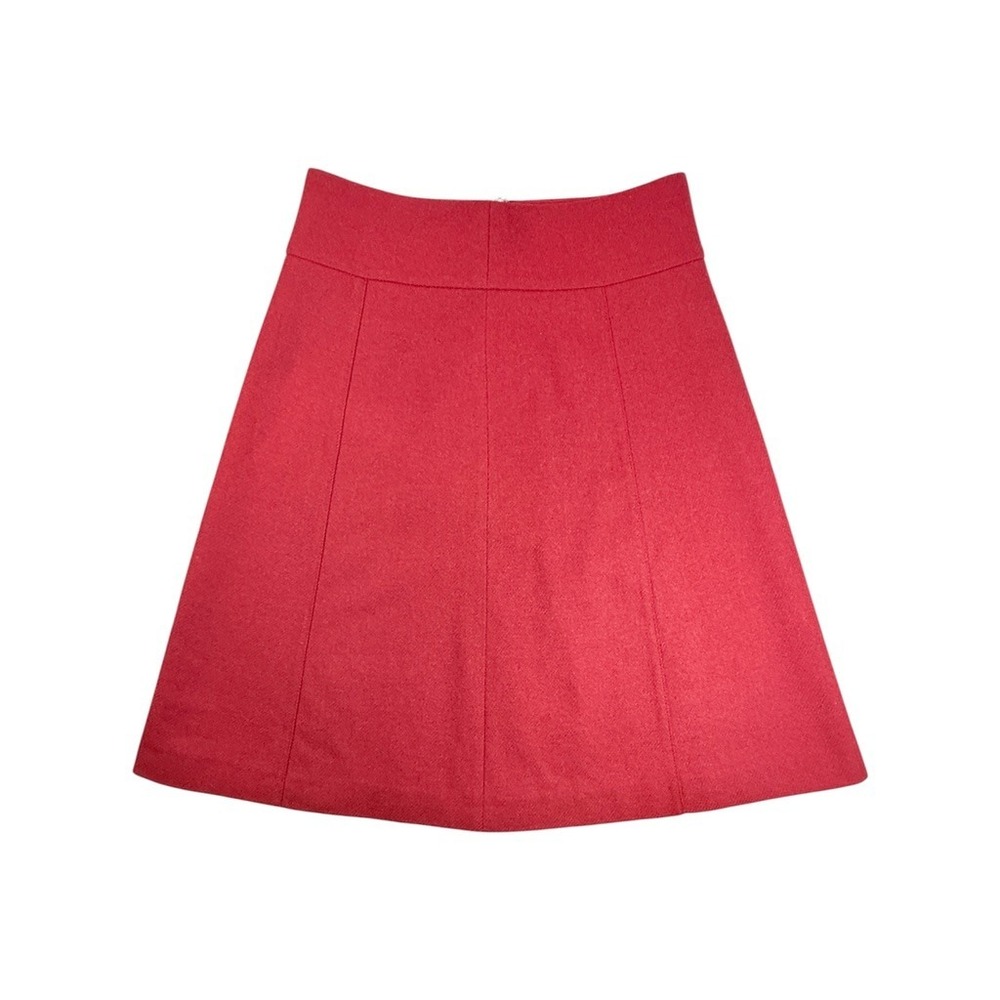 J.Crew Mini Skirt Womens 6 Red Lambswool A-Line Seamed Lined Solid